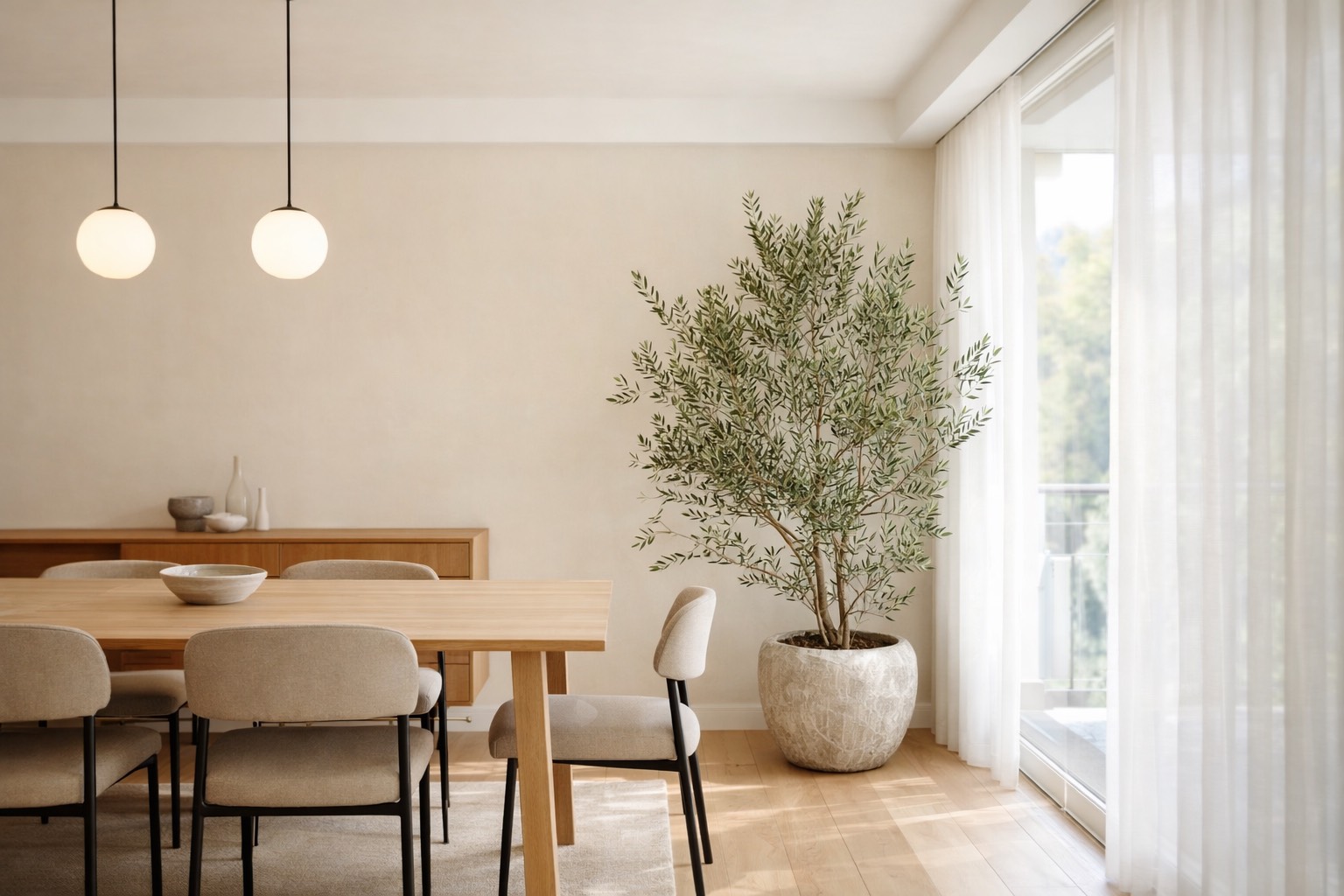 伊勢市　新築　ダイニング　オリーブ　観葉植物　ナチュラルインテリア